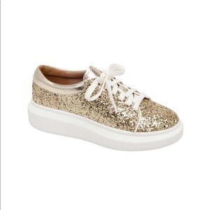 KELSEY | Sporty Fashion Sneakers in Gold Glitter